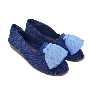 Alpargatas color jean borlas azul claro
