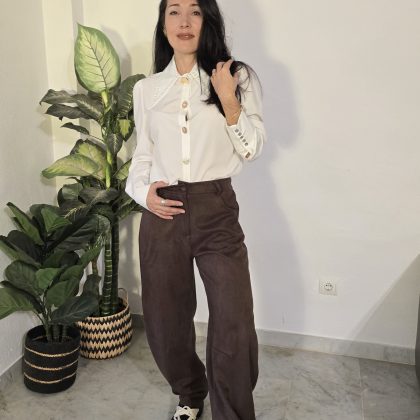 Camisa blanca manga larga mujer intervenida