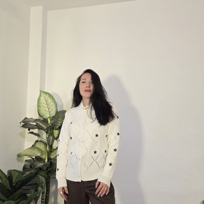 Chaqueta blanca estrellas mujer botones perla