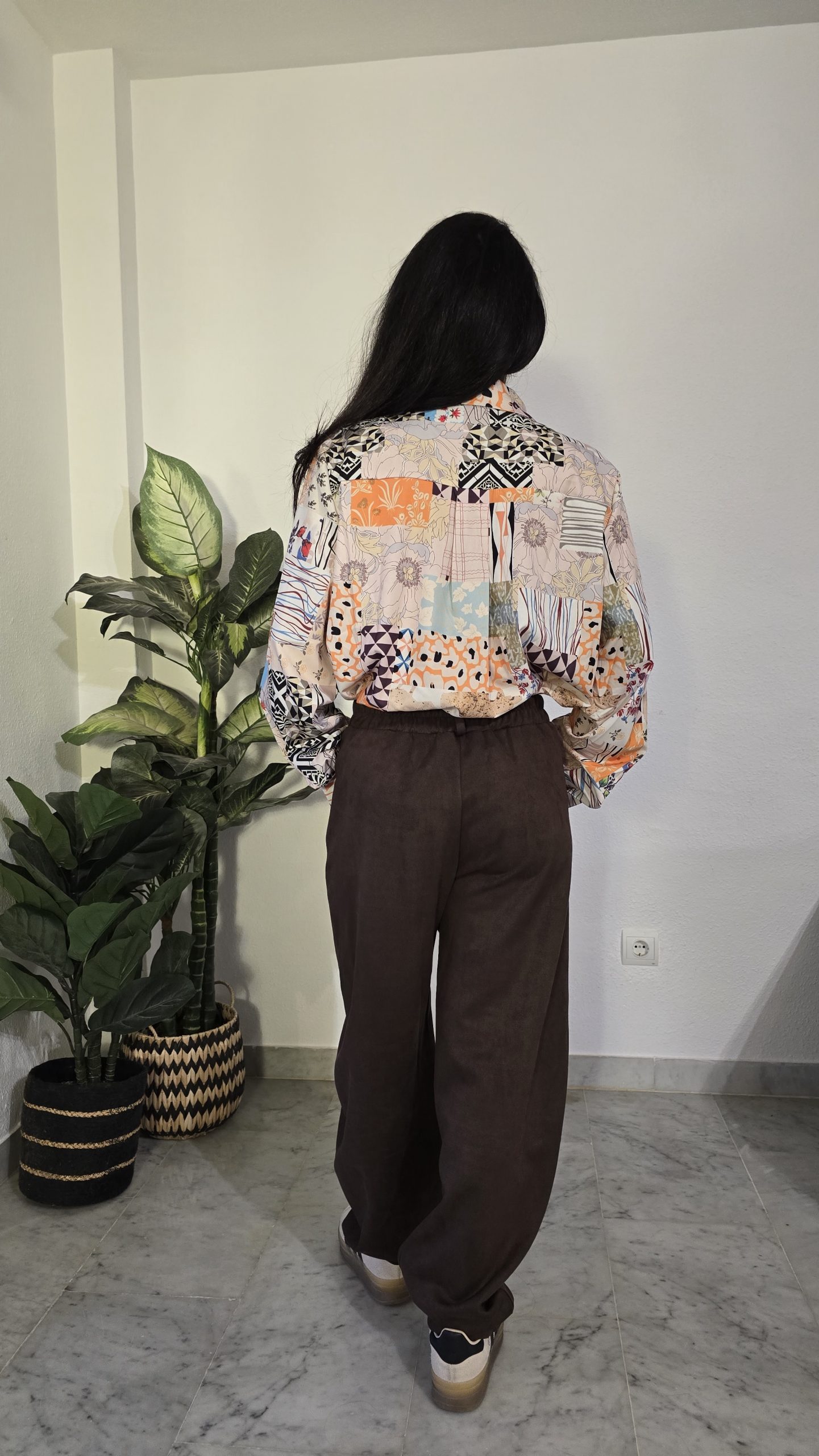 Camisa multicolor tierra manga larga mujer estampado boho - Imagen 3