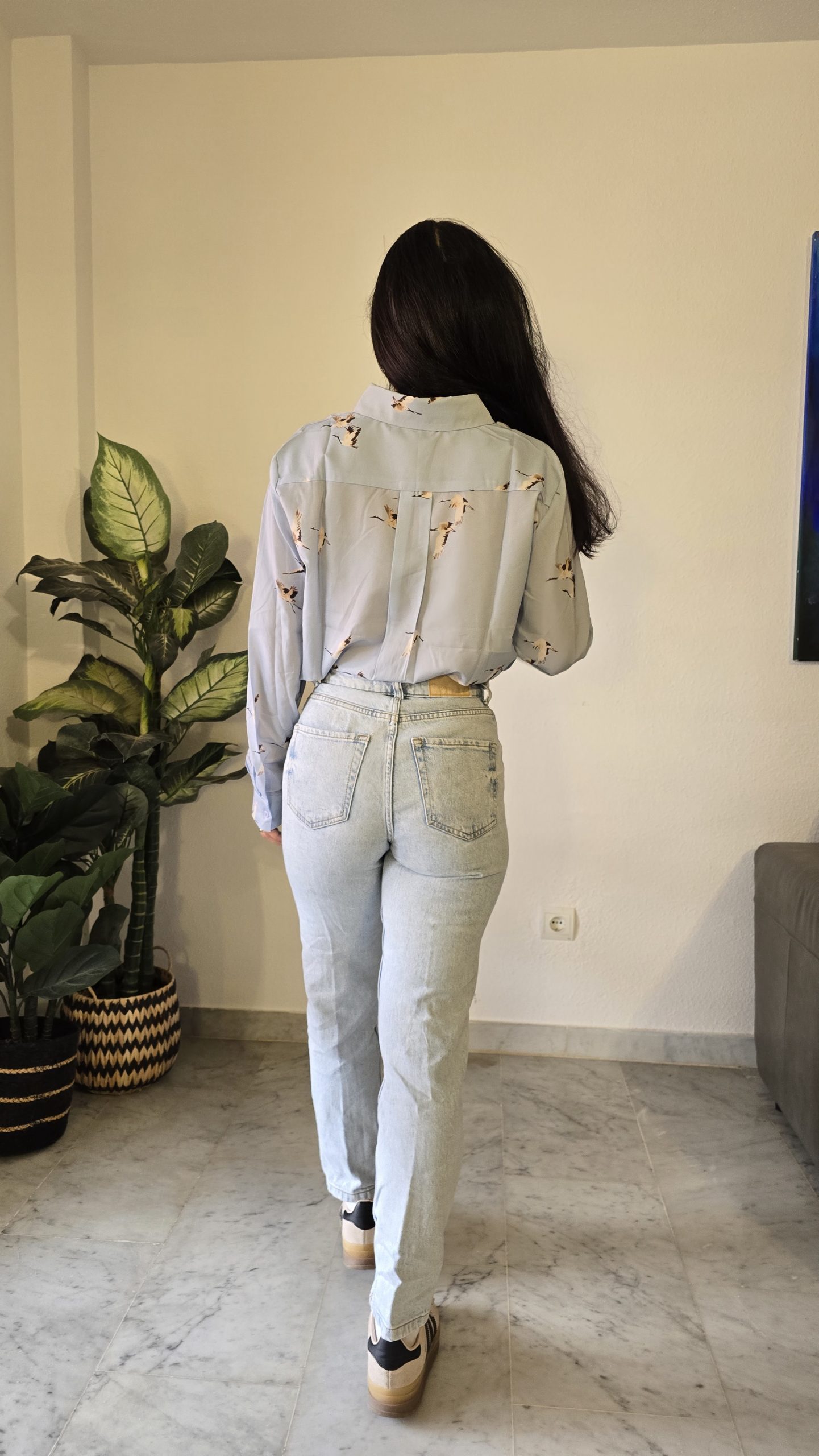 Camisa azul claro manga larga mujer grulla - Imagen 3