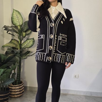 Chaqueta negra tejido suave mujer