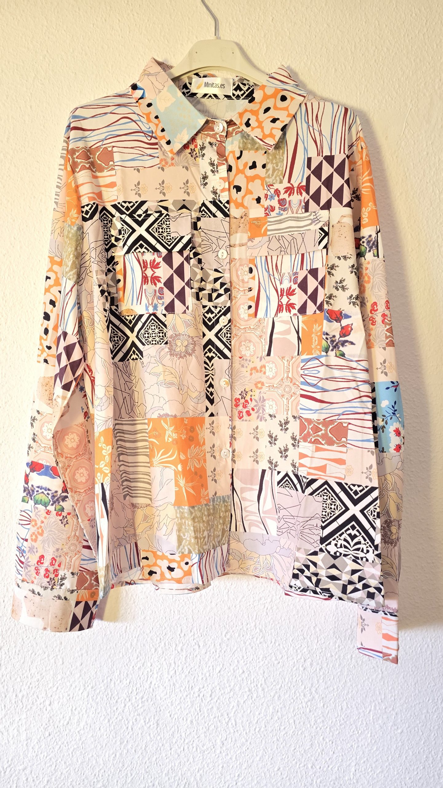 Camisa multicolor tierra manga larga mujer estampado boho - Imagen 4