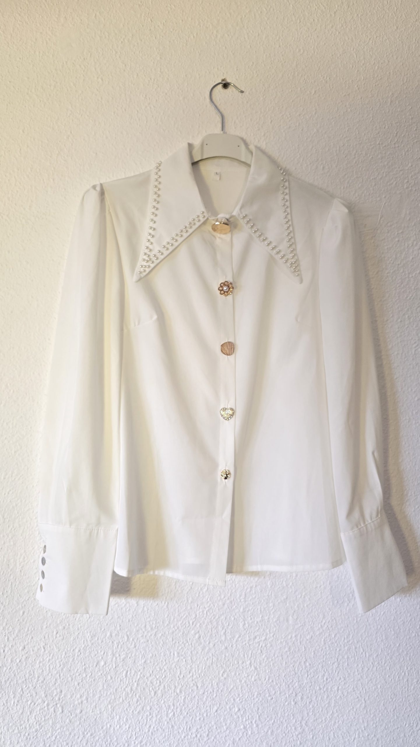 Camisa blanca manga larga mujer intervenida - Imagen 4