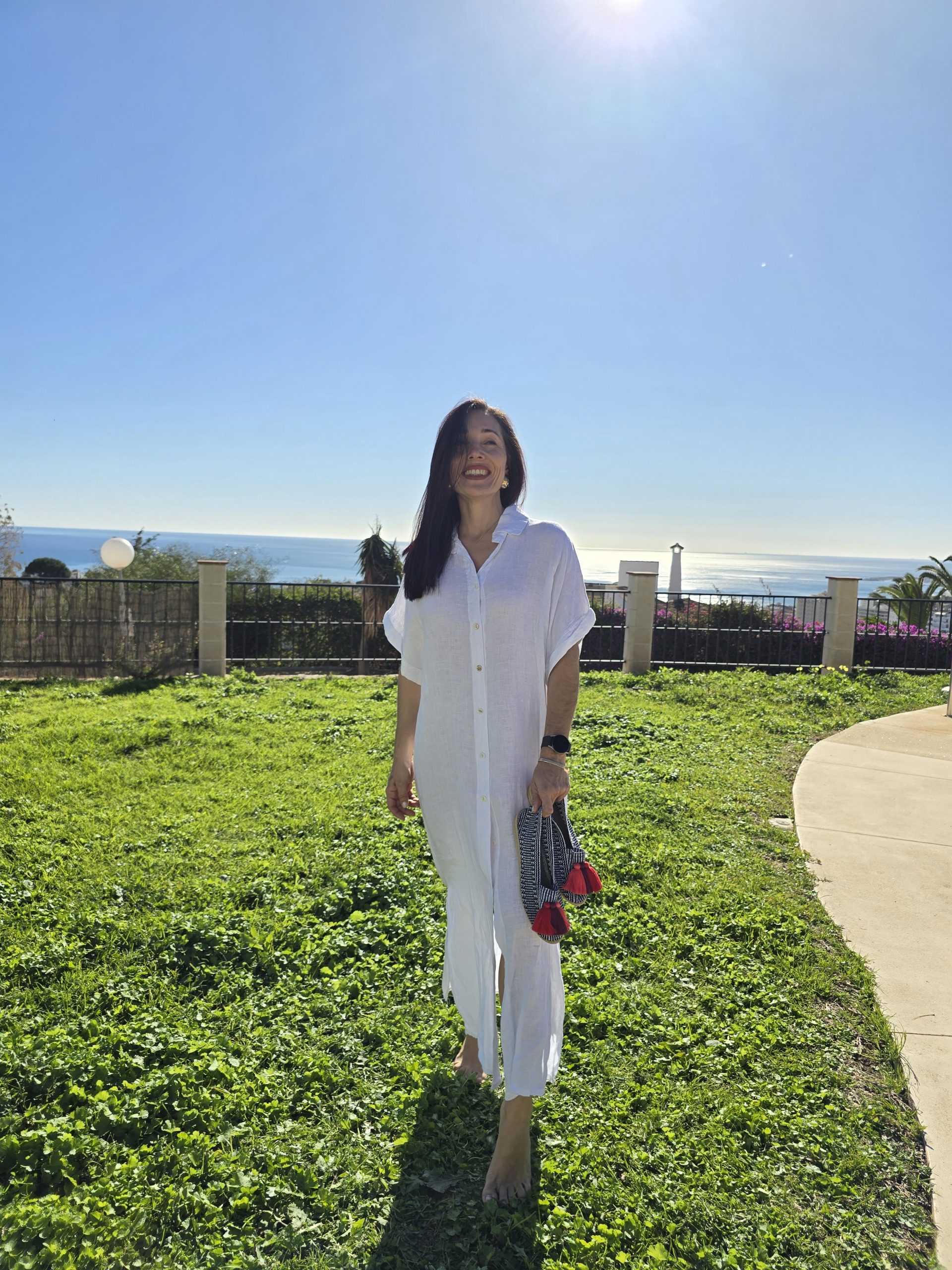 Vestido de Lino blanco logo just like you - Imagen 2