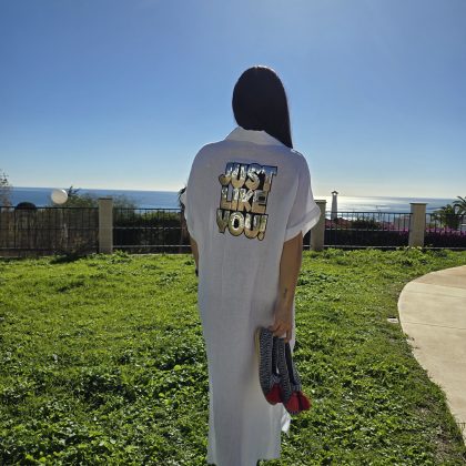 Vestido de Lino blanco logo just like you